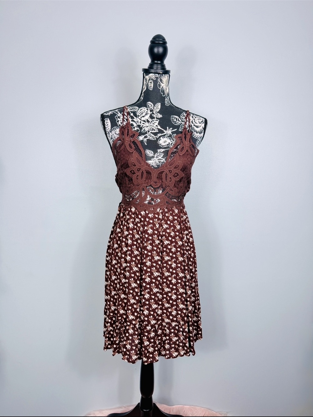 NWT Trixxi brown strappy lace bodice strappy lightweight sun dress size XL
